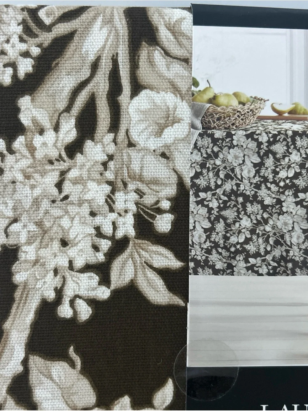 Lauren Ralph Lauren Fall Elegant Brown and Cream Floral Tablecloth 60” X 120”